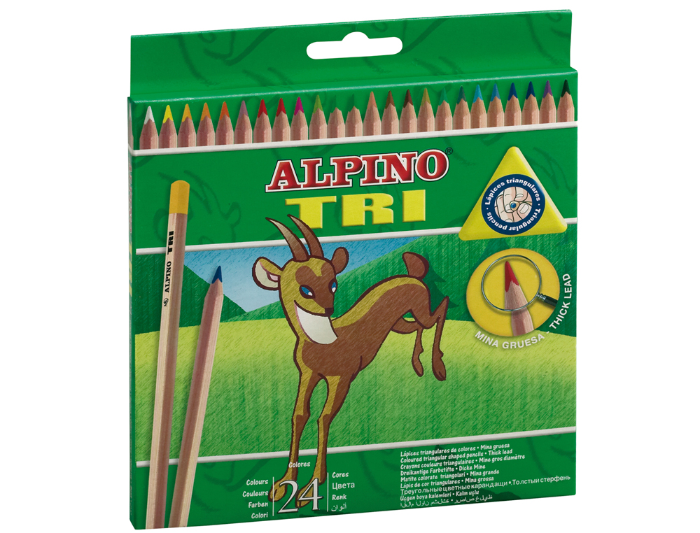 LAPICES DE COLORES ALPINO TRI ESTUCHE DE 24 COLORES SURTIDOS