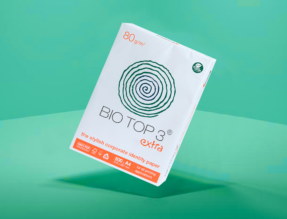PAPEL FOTOCOPIADORA BIOTOP 80G EXTRA ECOLOGICO DIN A4 PAQUETE DE 500 HOJAS