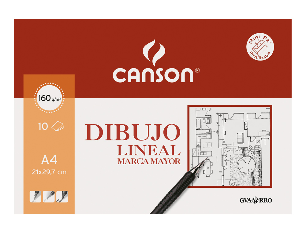 PAPEL DIBUJO MARCA MAYOR 160GR DIN A4 MINIPACK DE 10 HOJAS