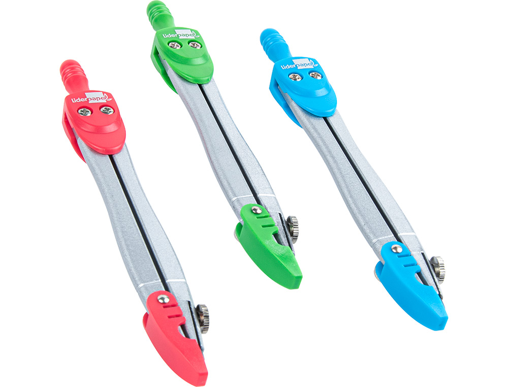 COMPAS LIDERPAPEL CON PROTECTOR DE PUNTA COLORES SURTIDOS