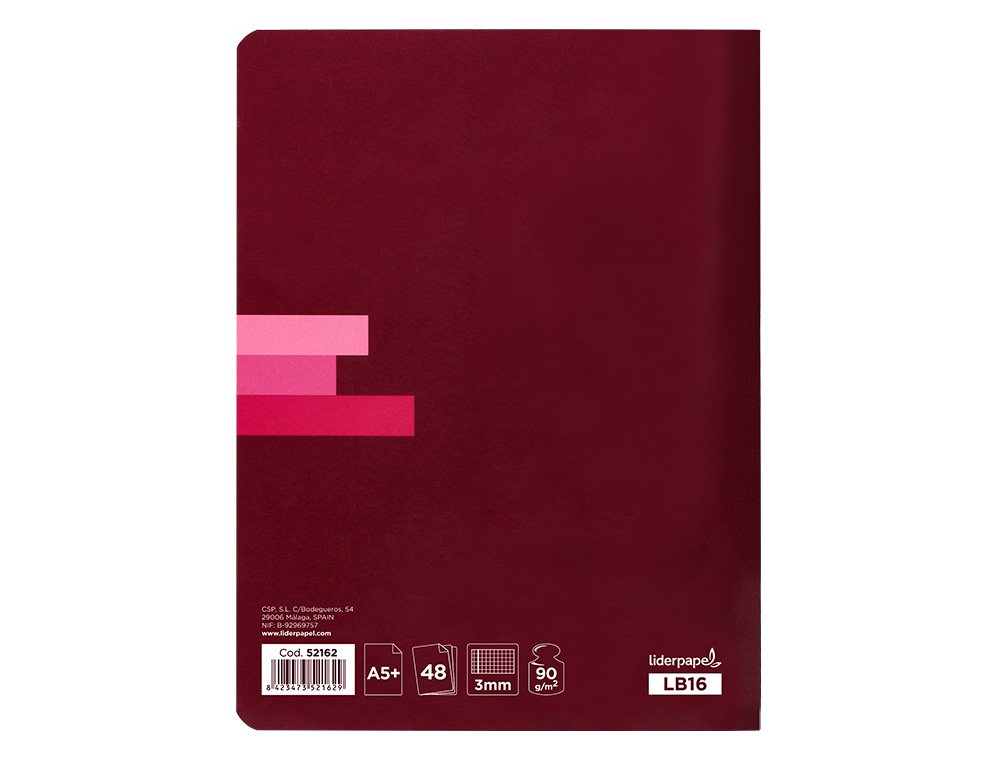 LIBRETA LIDERPAPEL SCRIPTUS A5 PLUS 48 HOJAS 90GR CUADRO 3MM CON MARGEN