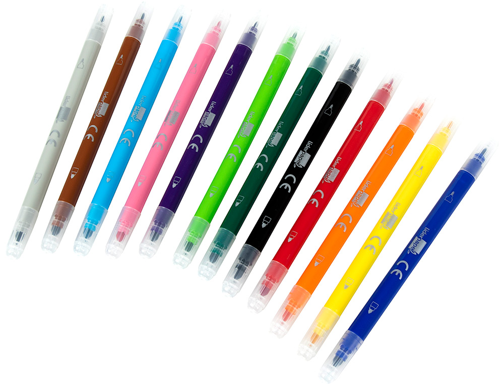 ROTULADOR LIDERPAPEL DUO DOBLE PUNTA FINA Y GRUESA CAJA DE 12 UNIDADES COLORES SURTIDOS
