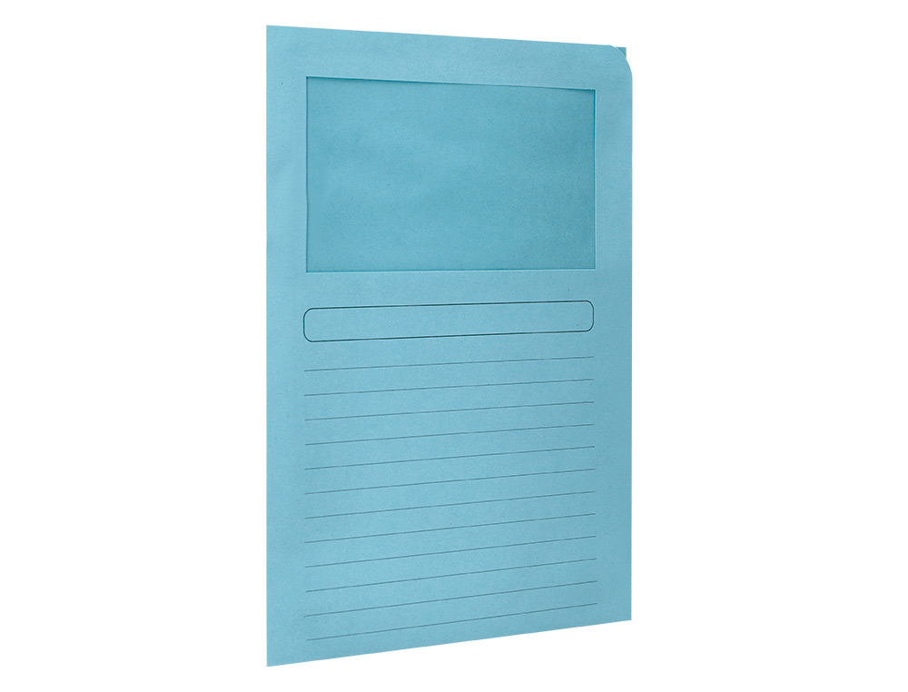 SUBCARPETA CARTULINA Q-CONNECT DIN A4 AZUL CON VENTANA TRANSPARENTE 120 G/M2