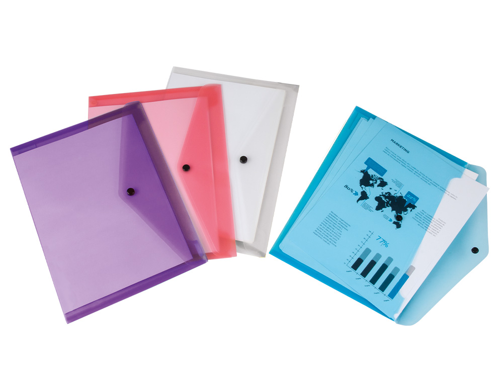 CARPETA LIDERPAPEL DOSSIER BROCHE POLIPROPILENO DIN A4 PACK DE 4 COLORES SURTIDOS