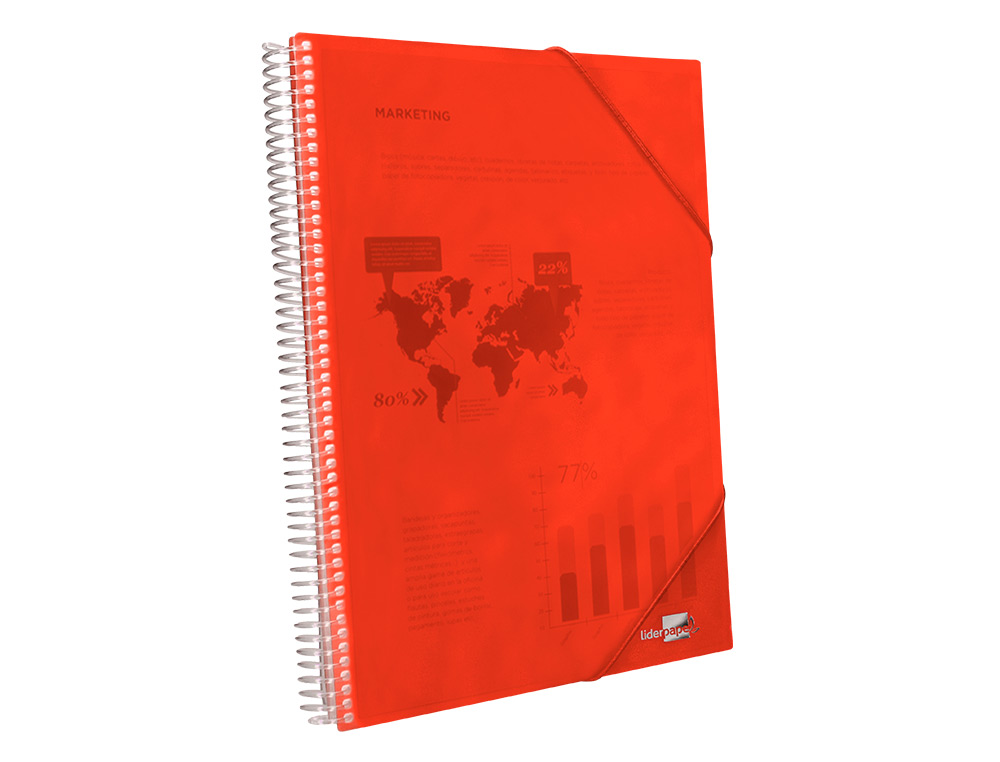 CARPETA LIDERPAPEL ESCAPARATE CON ESPIRAL 80 FUNDAS POLIPROPILENO DIN A4 ROJO