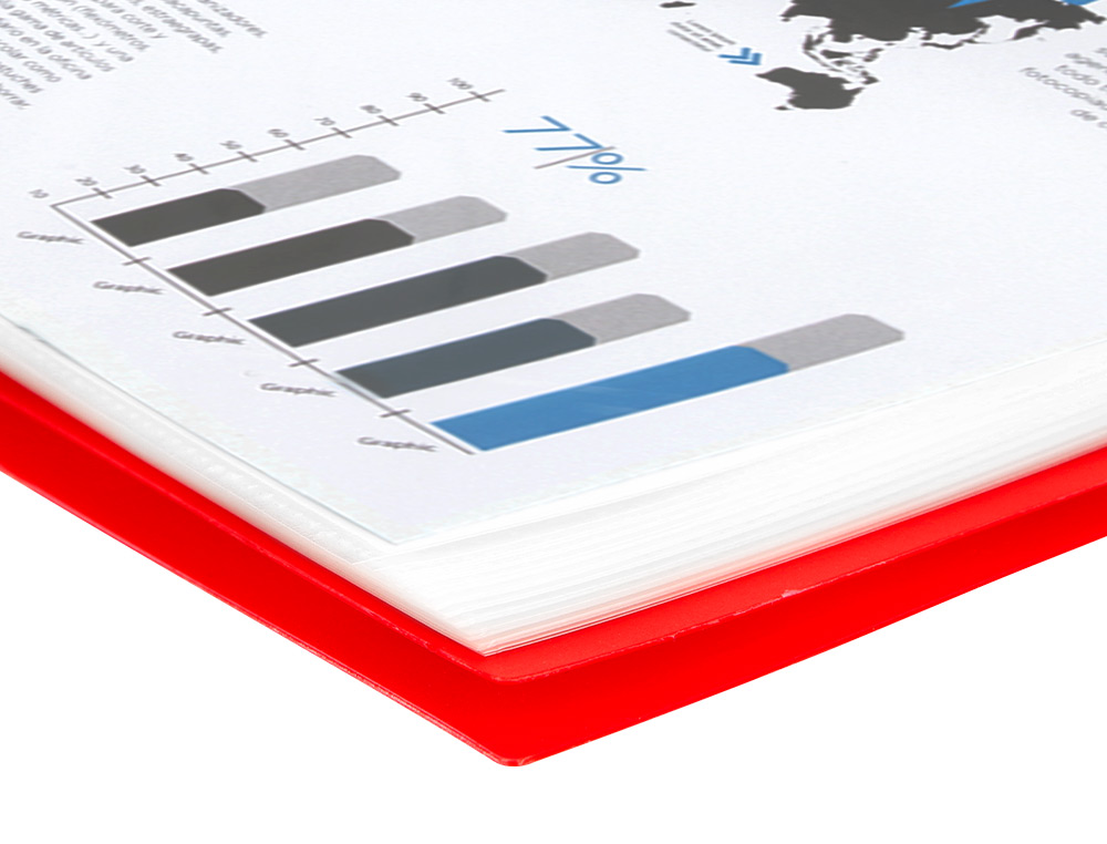 CARPETA LIDERPAPEL ESCAPARATE CON ESPIRAL 80 FUNDAS POLIPROPILENO DIN A4 ROJO