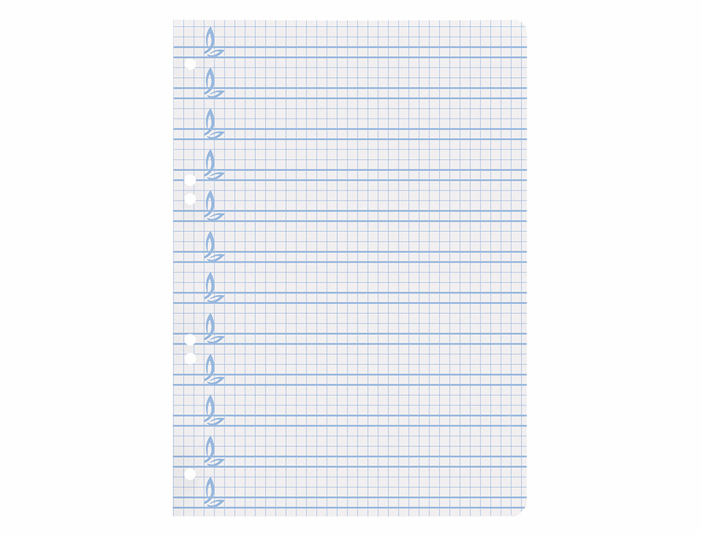 RECAMBIO LIDERPAPEL CUARTO PAUTAGUIA 100 HOJAS 75GR CUADRICULADO PAUTADO 4MM CON MARGEN 6 TALADROS