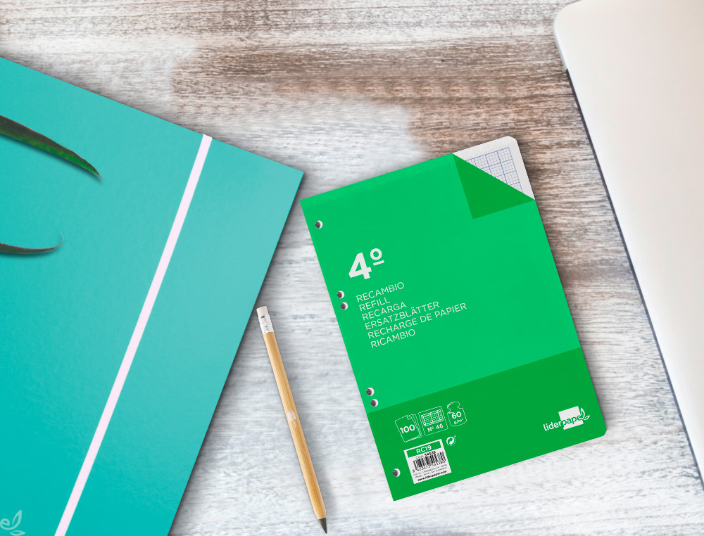 RECAMBIO LIDERPAPEL CUARTO 100 HOJAS 60G/M2 RAYADO N 46 6 TALADROS