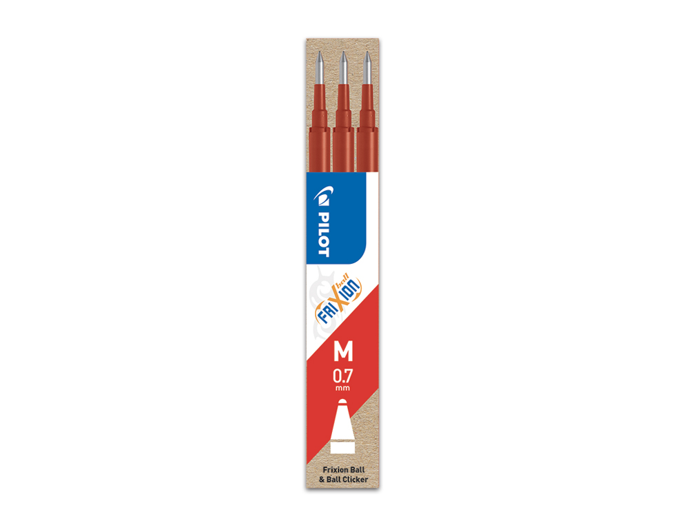 RECAMBIO BOLIGRAFO PILOT FRIXION BALL ROJO CAJA DE 3 UNIDADES