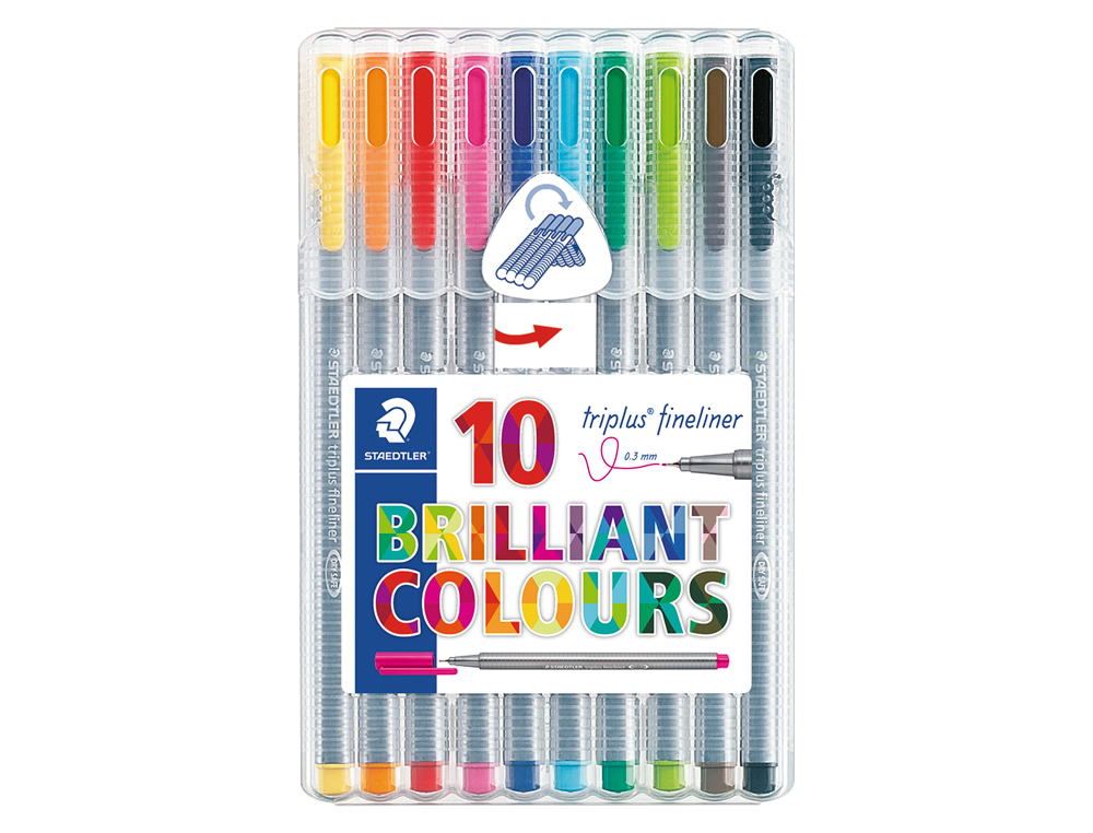 ROTULADOR STAEDTLER TRIPLUS FINELINER 334 ESTUCHE DE 10 UNIDADES COLORES SURTIDOS