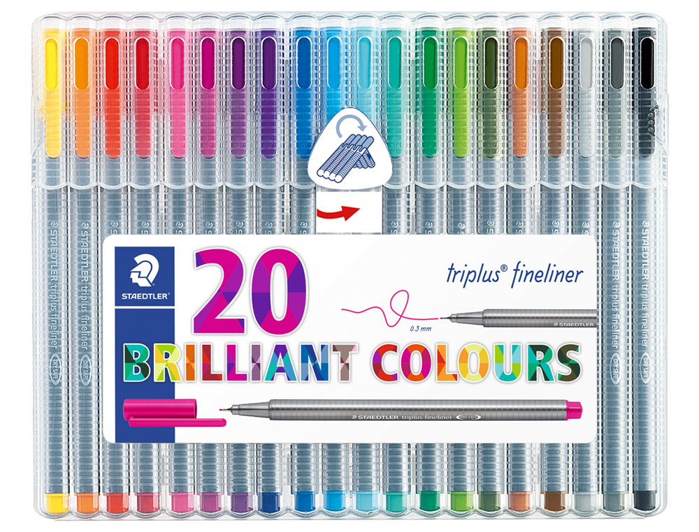 ROTULADOR STAEDTLER TRIPLUS FINELINER 334 ESTUCHE DE 20 UNIDADES COLORES SURTIDOS
