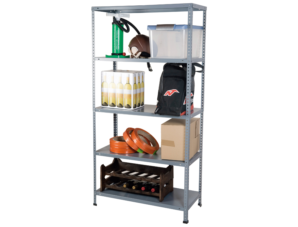 ESTANTERIA METALICA AR STORAGE 180X90X40 CM 5 ESTANTES 80 KG POR ESTANTE COLOR GRIS