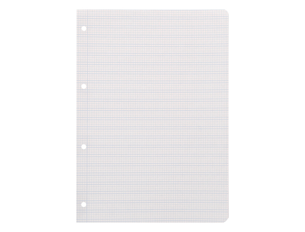 RECAMBIO LIDERPAPEL A4 PAUTAGUIA 100 HOJAS 75 G CUADRICULADO PAUTADO 3MM CON MARGEN 4 TALADROS