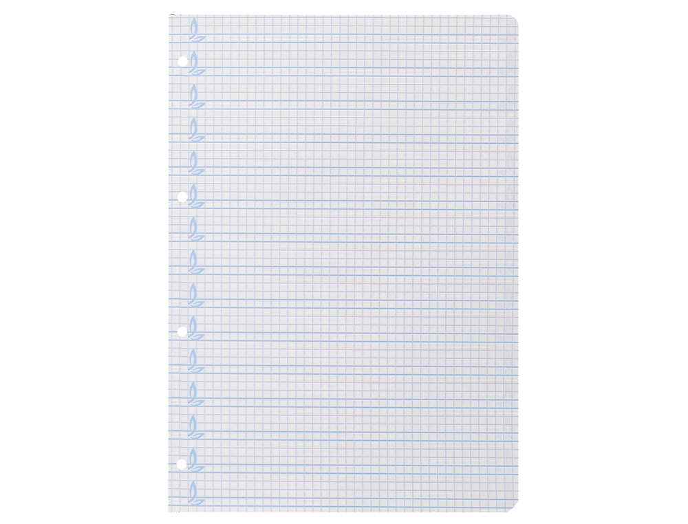 RECAMBIO LIDERPAPEL A4 PAUTAGUIA 100 HOJAS 75GR CUADRICULADO PAUTADO 5MM CON MARGEN 4 TALADROS