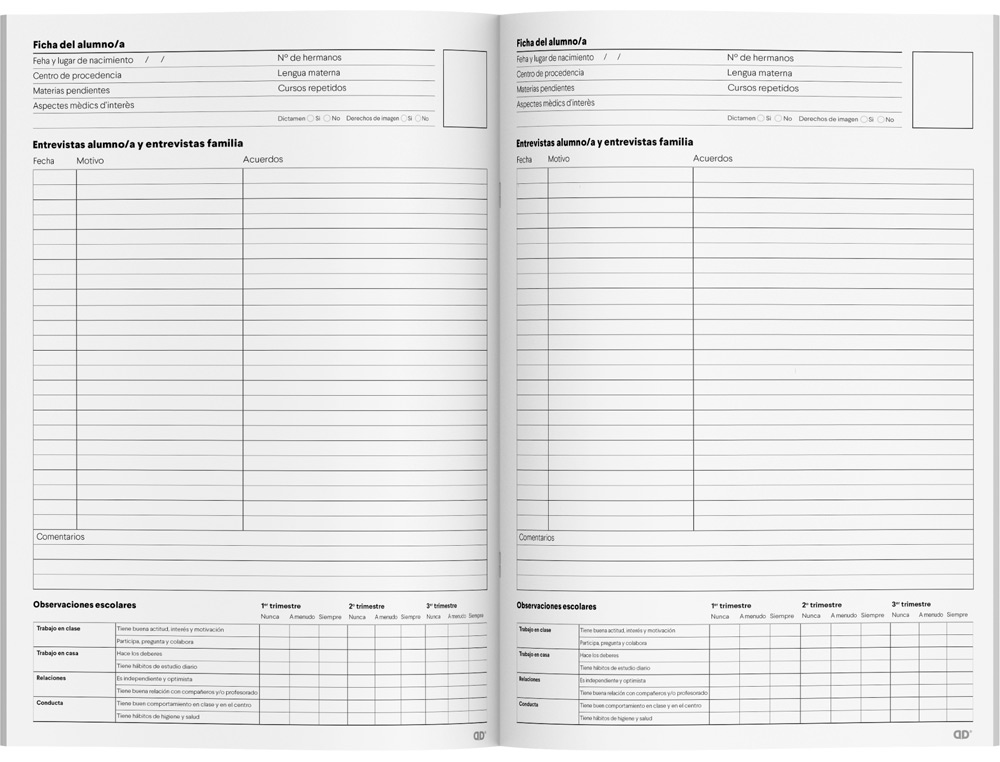 CUADERNO DE TUTORIA ADDITIO A4 SEGUIMIENTO DEL ALUMNADO Y FALTAS DE ASISTENCIA