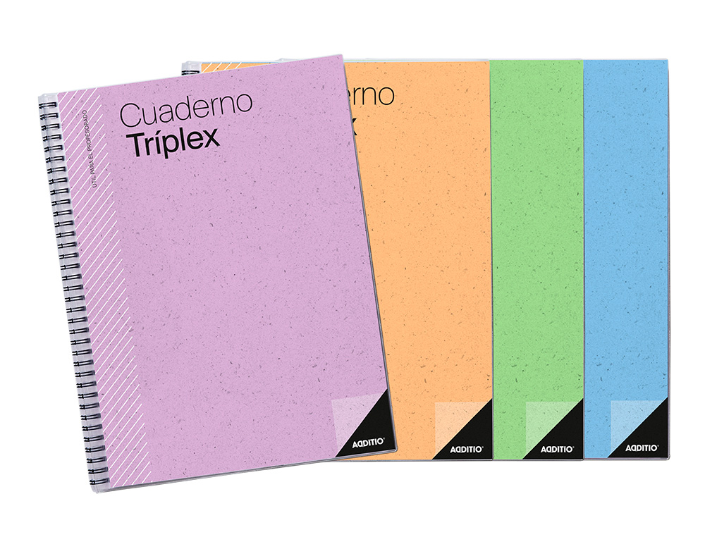 CUADERNO TRIPLEX ADDITIO PLAN DE CURSO EVALUACION AGENDA PLAN SEMANAL Y TUTORIAS FUNDAS TRANSPARENTES 22,5X31CM