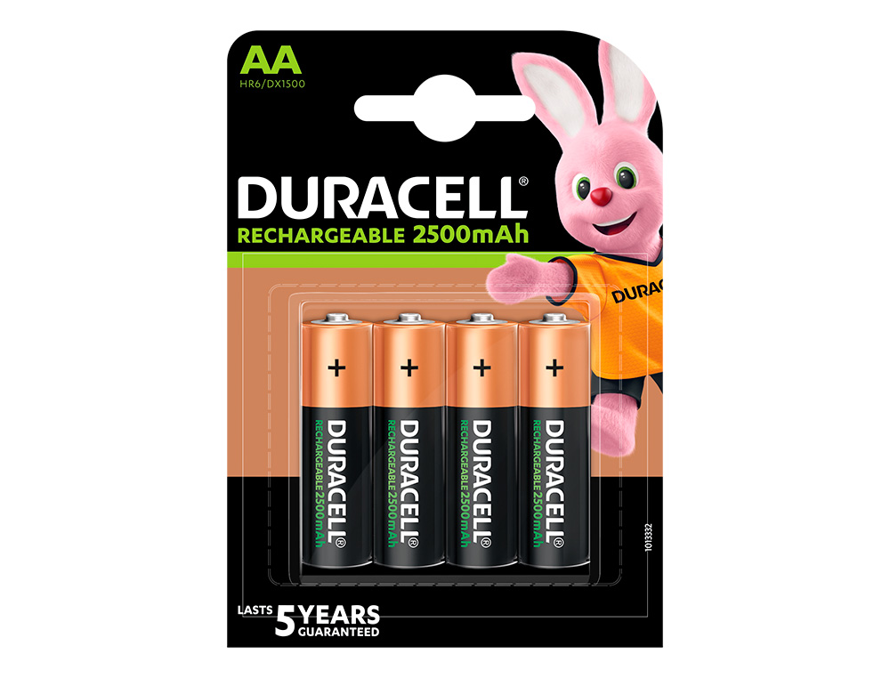 PILA DURACELL RECARGABLE STAYCHARGED AA 2500 MAH BLISTER DE 4 UNIDADES