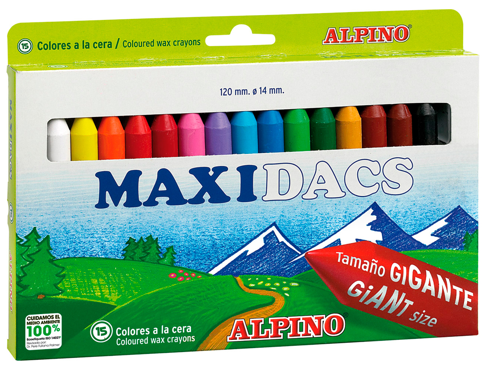LAPICES CERA ALPINO MAXIDACS CAJA DE 15 UNIDADES COLORES SURTIDOS
