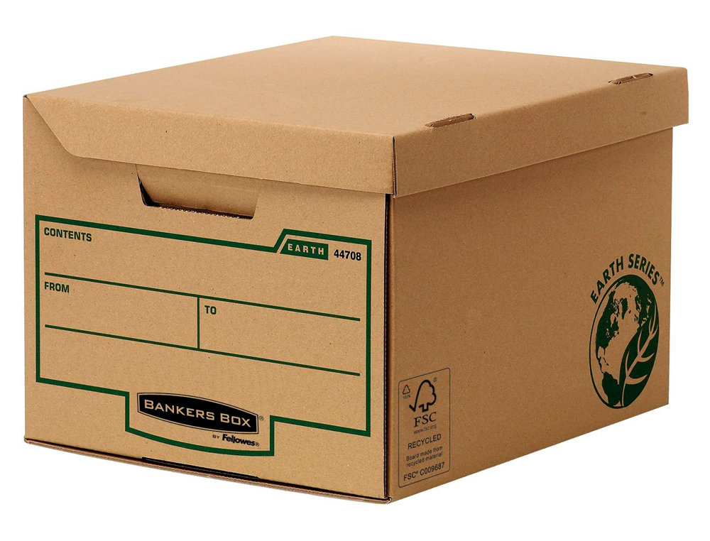 CAJON FELLOWES CARTON RECICLADO PARA ALMACENAMIENTO DE ARCHIVADORES CAPACIDAD 6 CAJAS DE ARCHIVO 80 MM