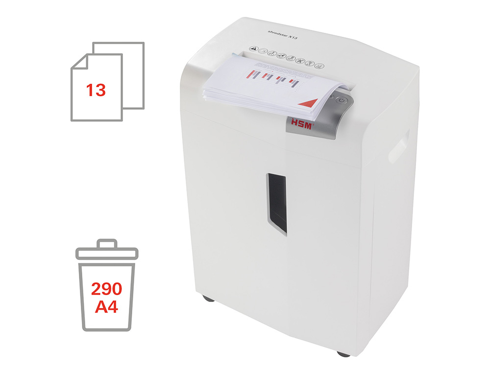 DESTRUCTORA DE DOCUMENTOS HSM SHREDSTAR X13 CAPACIDAD DE CORTE 13 H EN PARTICULAS DESTRUYEGRAPAS CLIPS CD Y TARJETAS