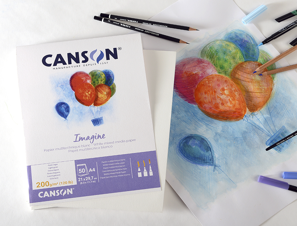 BLOC DIBUJO MULTITECNICAS CANSON IMAGINE DIN A4 ENCOLADO LISO 21X29,7 CM 50 HOJAS 200 GR/M2
