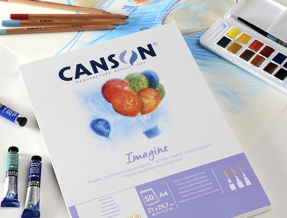 BLOC DIBUJO MULTITECNICAS CANSON IMAGINE DIN A4 ENCOLADO LISO 21X29,7 CM 50 HOJAS 200 GR/M2