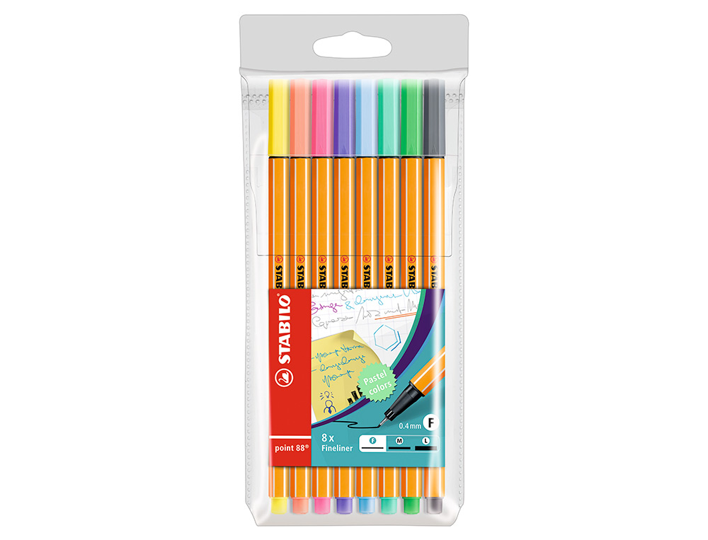 ROTULADOR STABILO PUNTA DE FIBRA POINT 88 ESTUCHE DE 8 COLORES SURTIDOS PASTEL