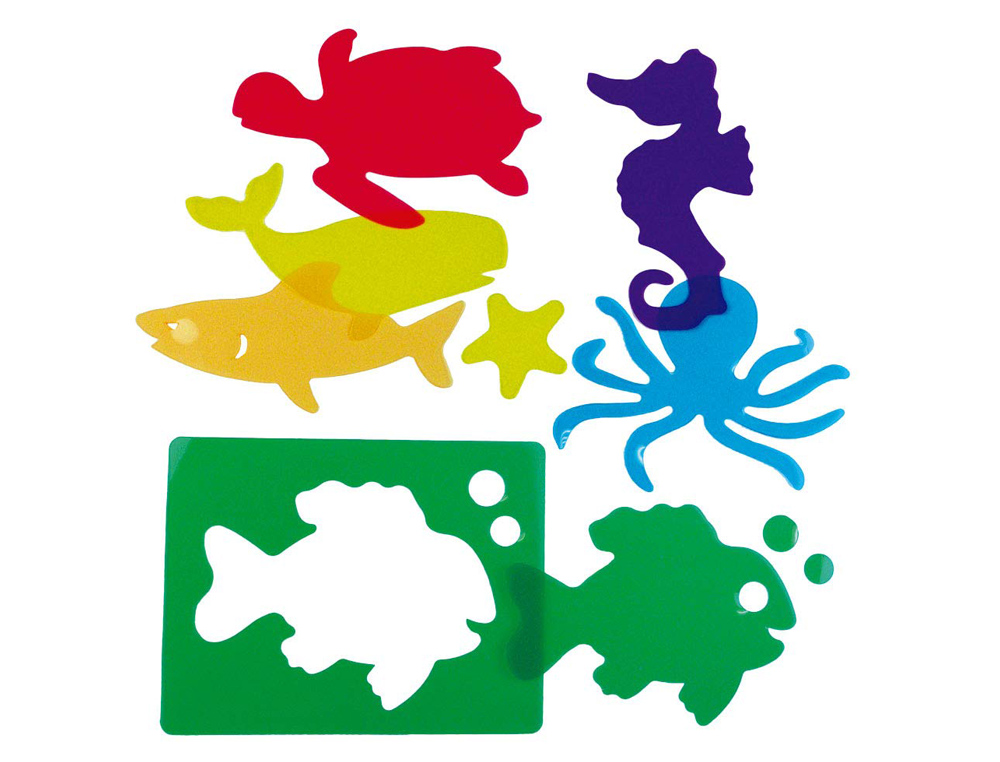 JUEGO PLANTILLAS FLEXIBLES HENBEA ANIMALES DEL MAR MEDIDAS 15X21 CM SET 6 UNIDADES