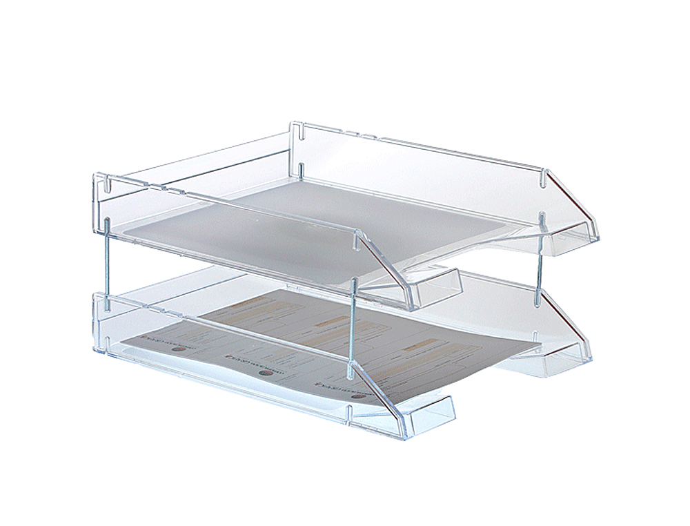 BANDEJA SOBREMESA ARCHIVO 2000 PLASTICO TRANSPARENTE CRISTAL SIN VARILLAS 340X260X60 MM