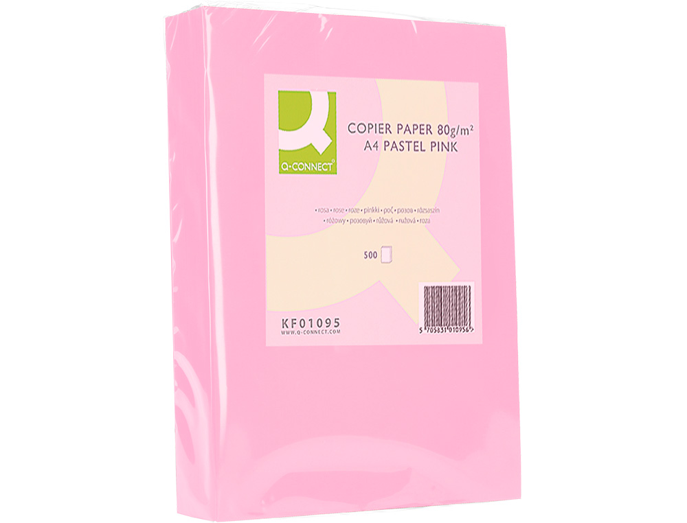 PAPEL COLOR Q-CONNECT DIN A4 80 GR ROSA PAQUETE DE 500 HOJAS