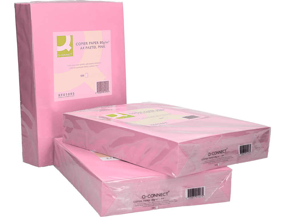 PAPEL COLOR Q-CONNECT DIN A4 80 GR ROSA PAQUETE DE 500 HOJAS