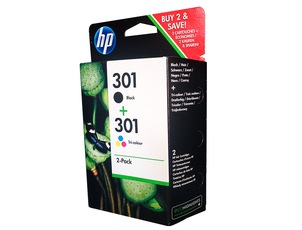 INK JET HP 301 PACK CON TINTA NEGRA Y TINTA TRICOLOR 1000/1001 3000/ 3050/3050SE/3050VE 1050A/2050A/2054A/3050A