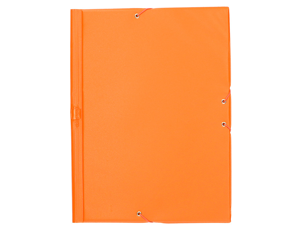 CARPETA LIDERPAPEL GOMAS TRES SOLAPAS PLASTICO FOLIO COLOR NARANJA