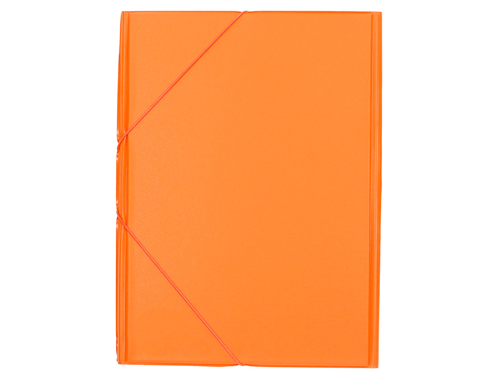 CARPETA LIDERPAPEL GOMAS TRES SOLAPAS PLASTICO FOLIO COLOR NARANJA