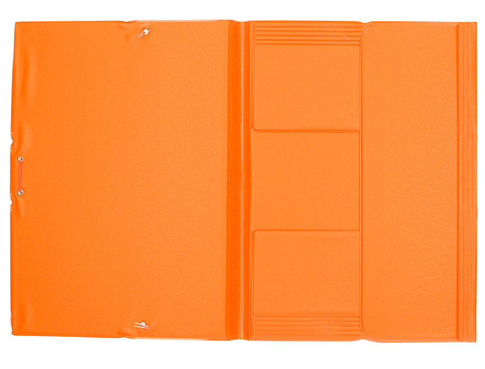 CARPETA LIDERPAPEL GOMAS TRES SOLAPAS PLASTICO FOLIO COLOR NARANJA