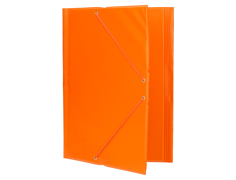 CARPETA LIDERPAPEL GOMAS TRES SOLAPAS PLASTICO FOLIO COLOR NARANJA