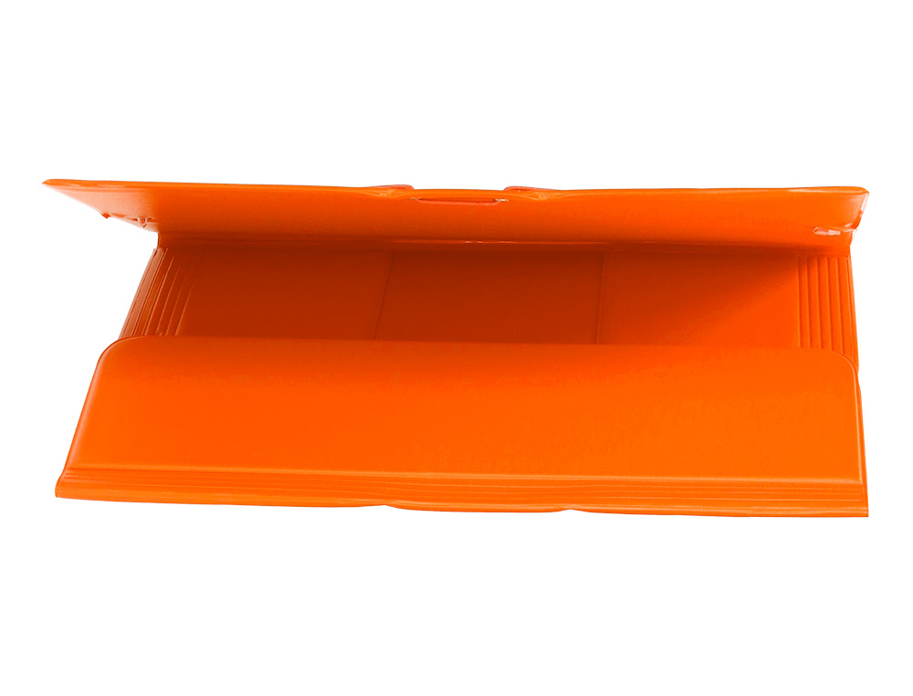 CARPETA LIDERPAPEL GOMAS TRES SOLAPAS PLASTICO FOLIO COLOR NARANJA