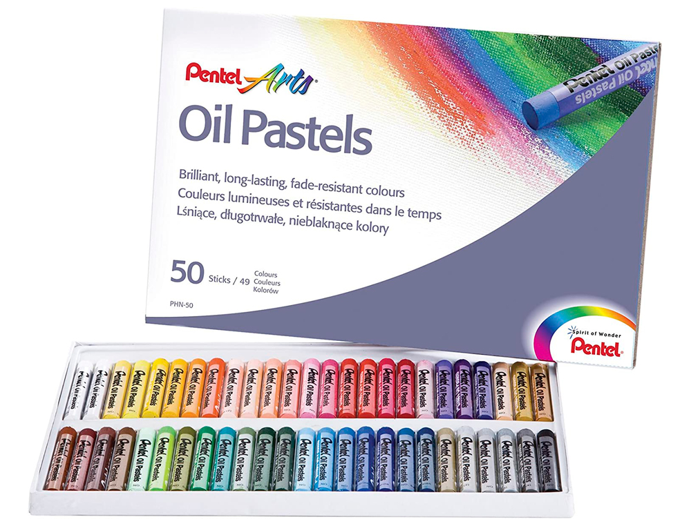 LAPICES PENTEL OIL PASTEL CAJA DE 50 COLORES SURTIDOS