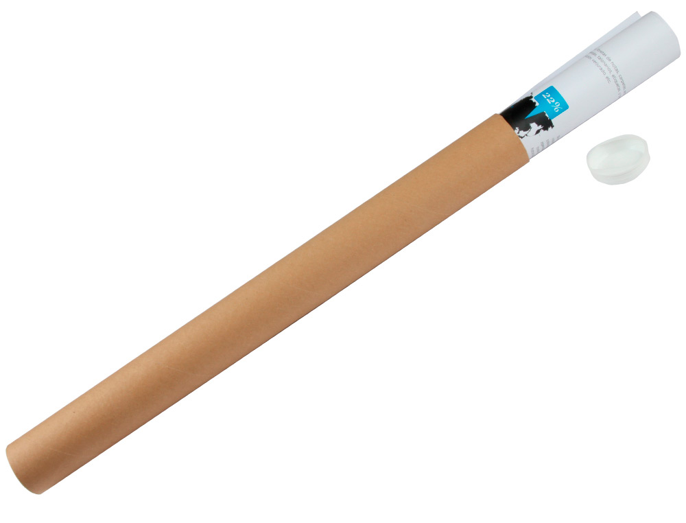 TUBO DE CARTON Q-CONNECT PORTADOCUMENTOS CARTONCILLO ENCOLADO RECICLADO 1,8 MM CON 2 TAPAS DE PLASTICO 60X640 MM