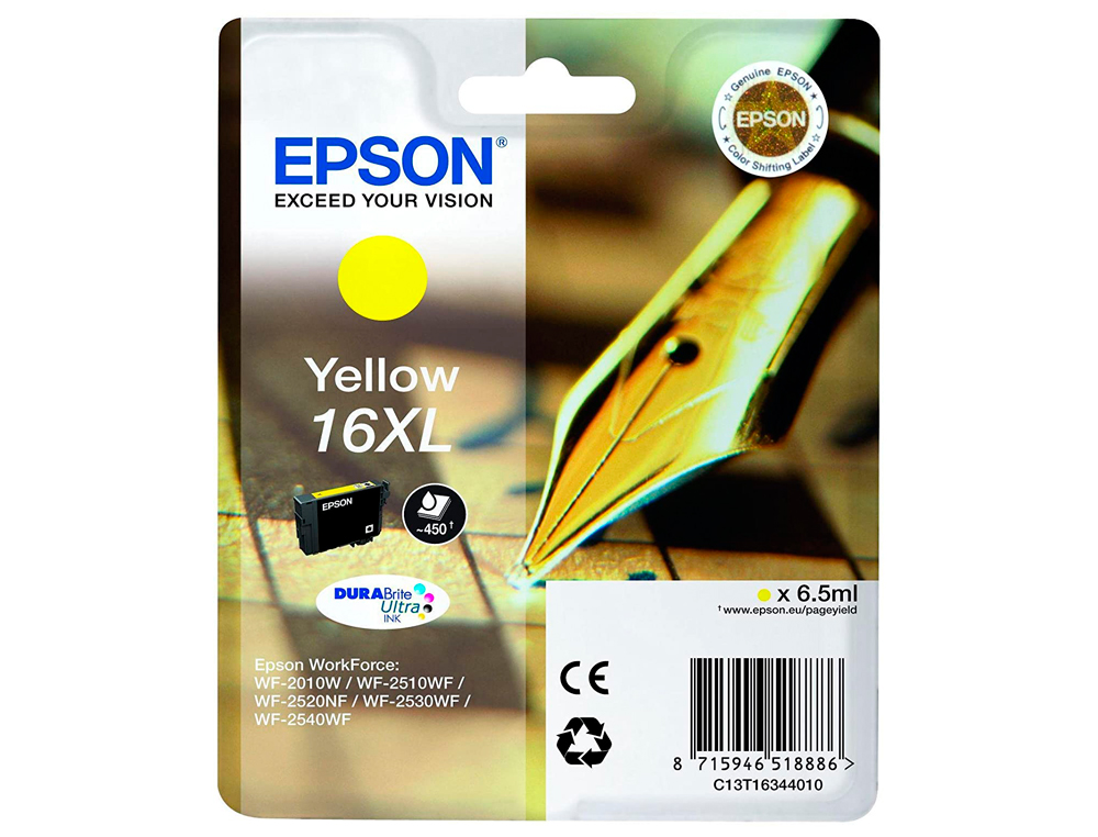 INK-JET EPSON 16XL WF2010W WF2510WF WF2520NF WF2530WF WF2540WF AMARILLO 450 PAG