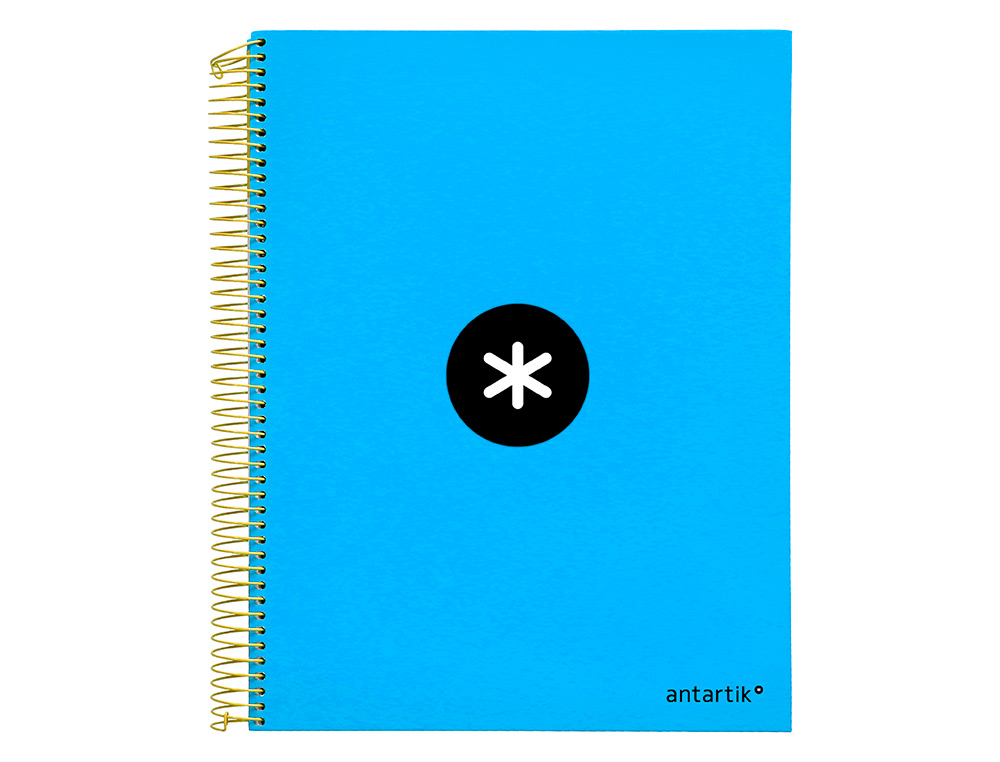 CUADERNO ESPIRAL A4 MICRO ANTARTIK TAPA FORRADA 120H 90 GR LISO CON BANDAS 4 TALADROS COLOR AZUL