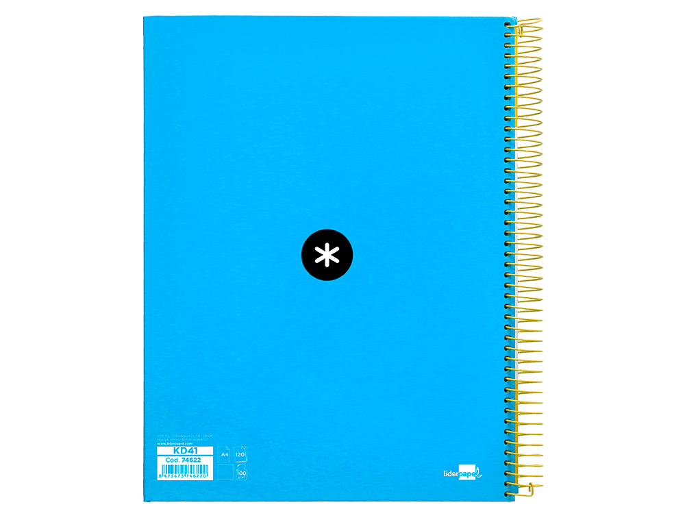 CUADERNO ESPIRAL A4 MICRO ANTARTIK TAPA FORRADA 120H 90 GR LISO CON BANDAS 4 TALADROS COLOR AZUL