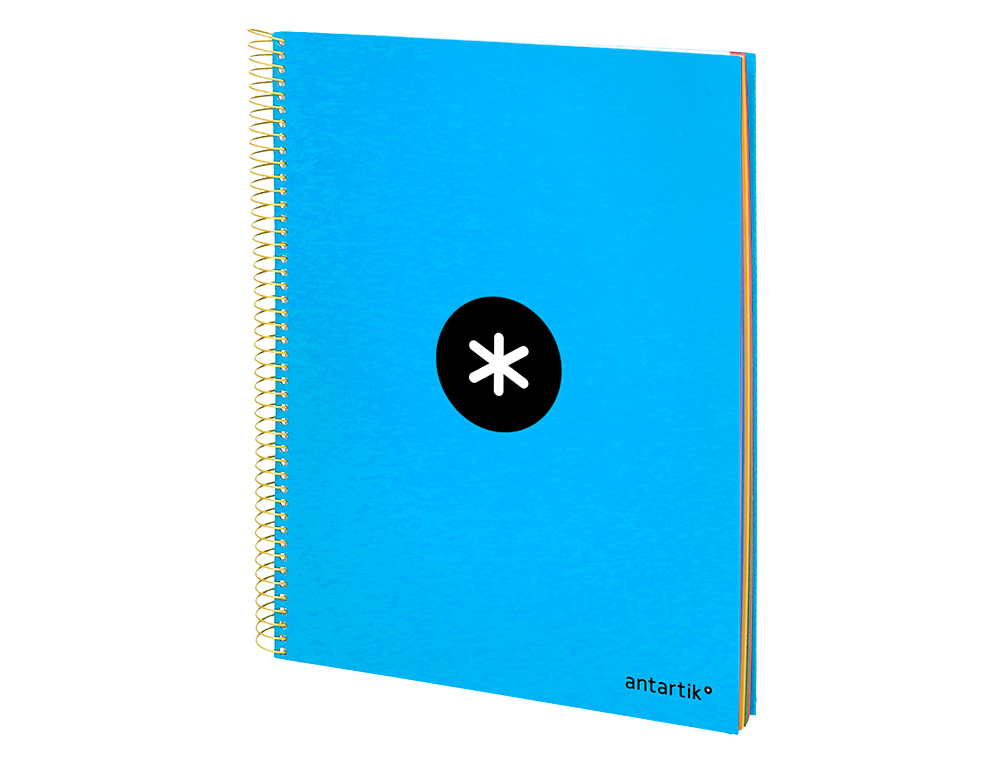 CUADERNO ESPIRAL A4 MICRO ANTARTIK TAPA FORRADA 120H 90 GR LISO CON BANDAS 4 TALADROS COLOR AZUL