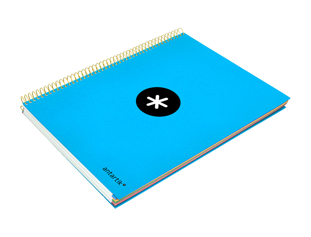 CUADERNO ESPIRAL A4 MICRO ANTARTIK TAPA FORRADA 120H 90 GR LISO CON BANDAS 4 TALADROS COLOR AZUL