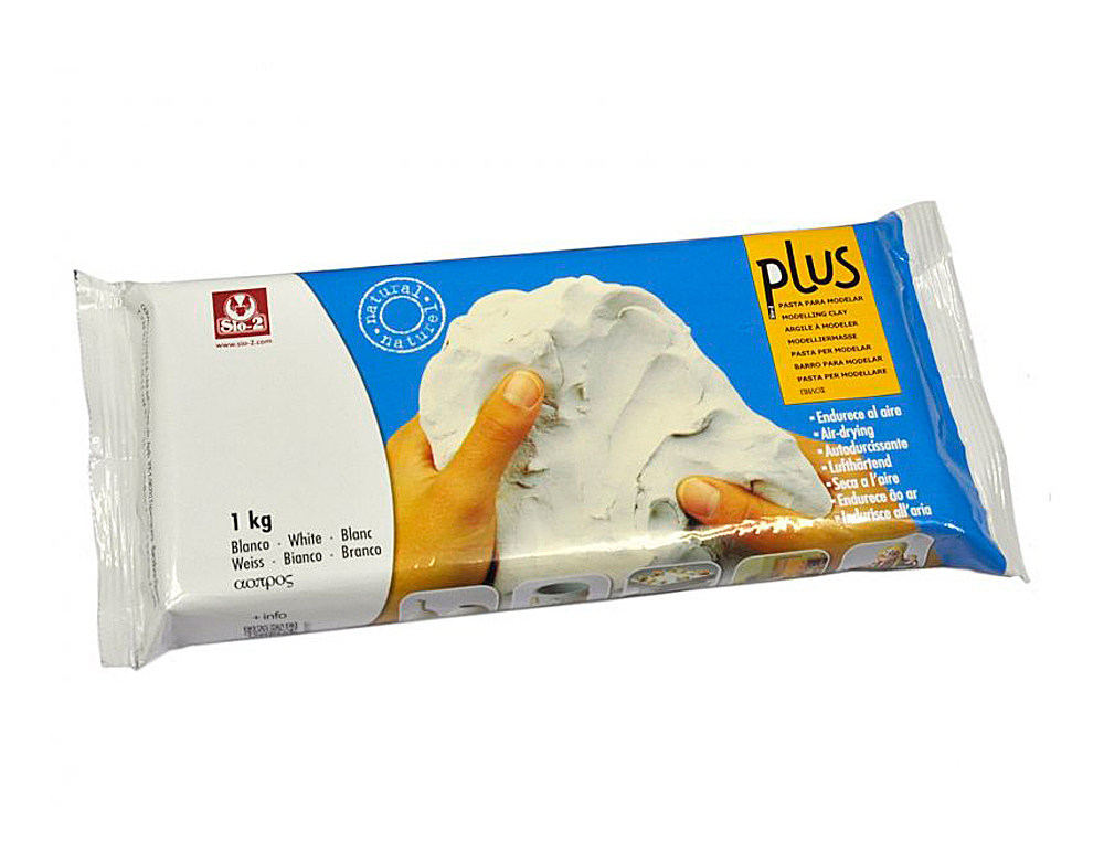 ARCILLA SIO-2 PLUS BLANCA ENDURECE AL AIRE PAQUETE DE 1 KG