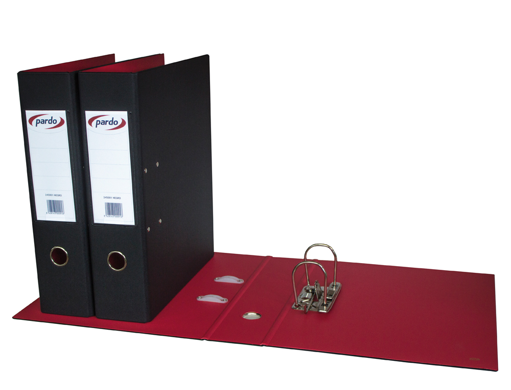 ARCHIVADOR DE PALANCA PARDO FOLIO PLASTICO 2 ANILLAS DE 70 MM COLOR NEGRO