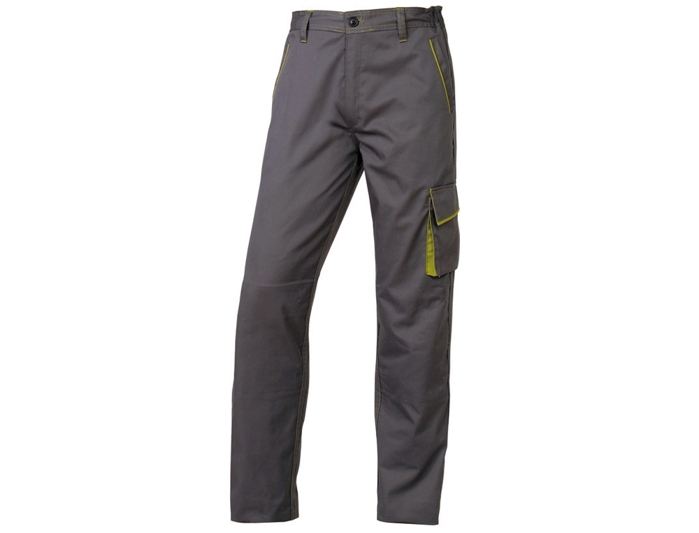 PANTALON DE TRABAJO DELTAPLUS CINTURA AJUSTABLE 5 BOLSILLOS COLOR GRIS VERDE TALLA S