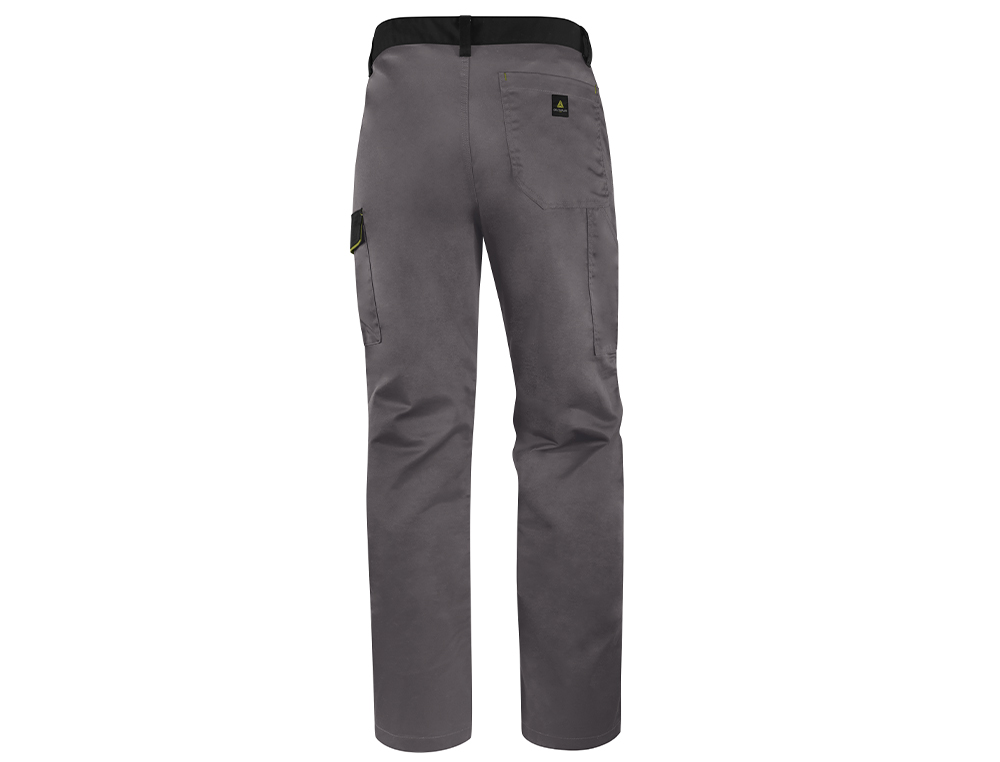 PANTALON DE TRABAJO DELTAPLUS CINTURA AJUSTABLE 5 BOLSILLOS COLOR GRIS VERDE TALLA S