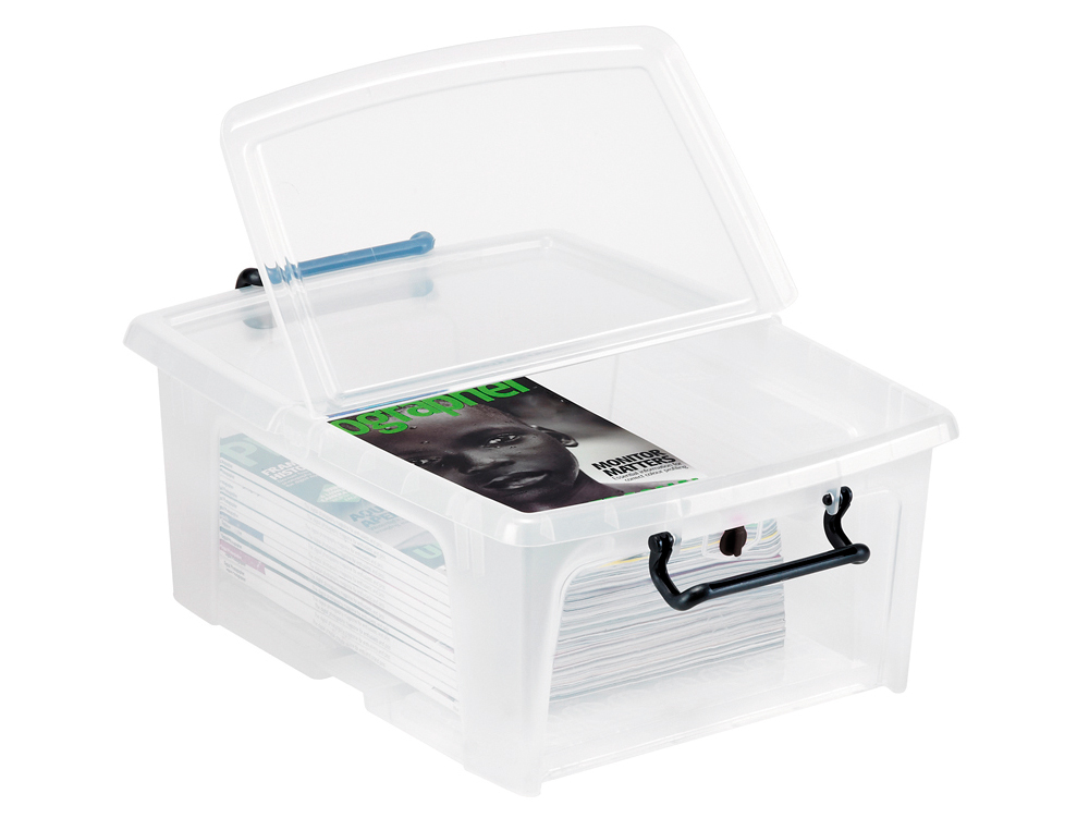 CONTENEDOR PLASTICO CEP 20 LITROS 190X460X170 MM TRANSPARENTE CON TAPA Y CIERRE HERMETICO