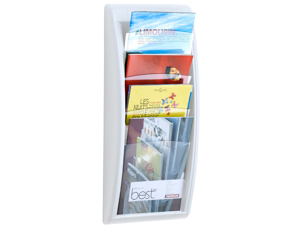 EXPOSITOR MURAL PAPERFLOW DIN A4 BLANCO 4 CASILLAS 650X290X95 MM